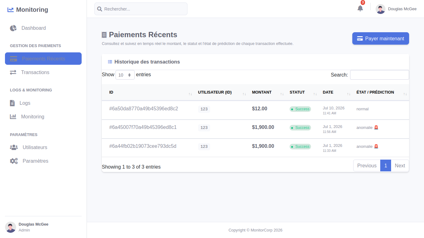 Aperçu Système de paiement sécurisé & ML